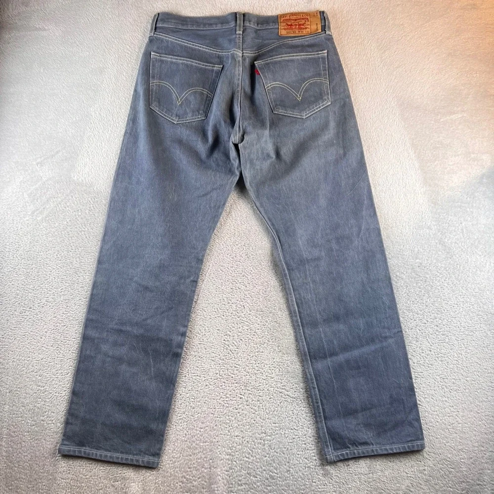 Levis 501 Original Straight Leg Button Fly Gray Blue Jeans Mens 34x32 WPL-423